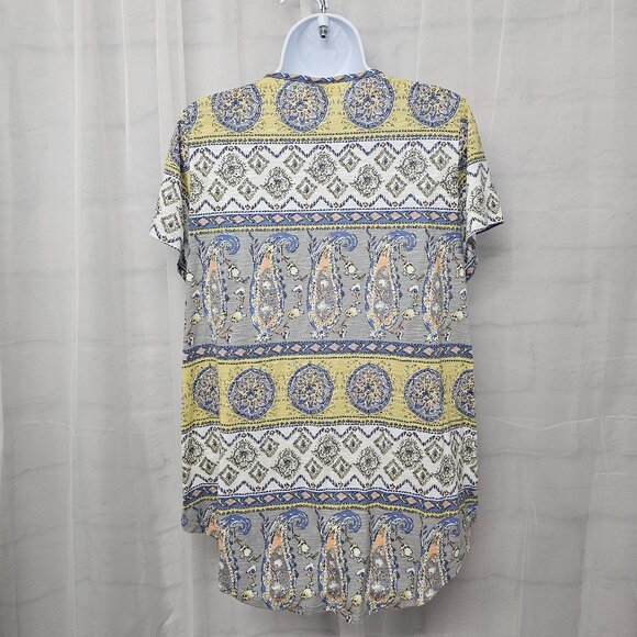 Yellow Gray Embroidered Blouse Patchwork Paisley Boho Festival Hippie 0X - Picture 6 of 11